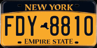 NY license plate FDY8810