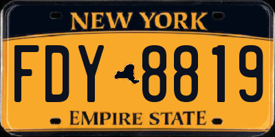 NY license plate FDY8819