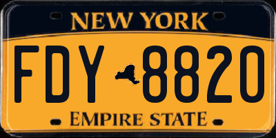 NY license plate FDY8820