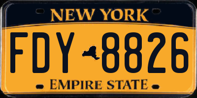 NY license plate FDY8826