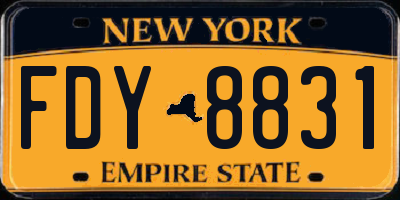 NY license plate FDY8831