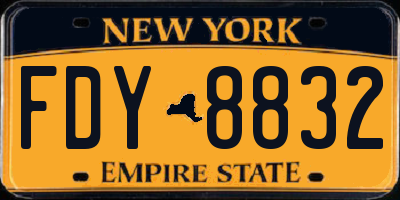 NY license plate FDY8832
