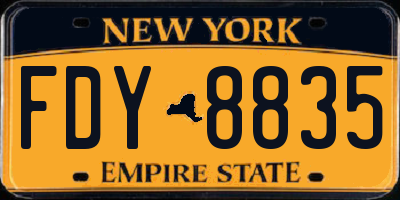 NY license plate FDY8835