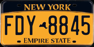 NY license plate FDY8845