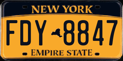 NY license plate FDY8847