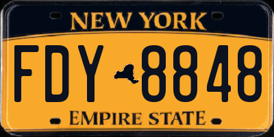 NY license plate FDY8848