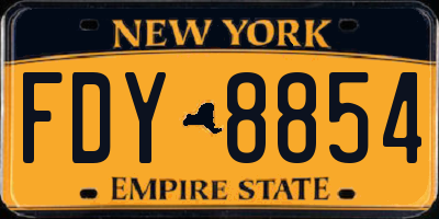 NY license plate FDY8854