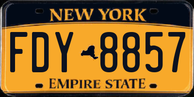 NY license plate FDY8857
