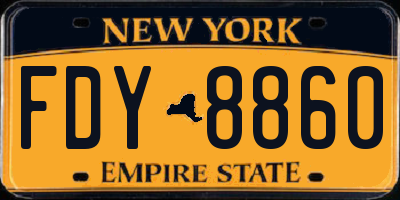 NY license plate FDY8860