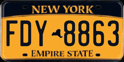 NY license plate FDY8863
