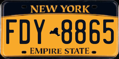 NY license plate FDY8865