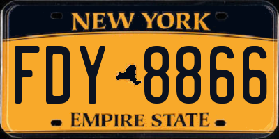 NY license plate FDY8866