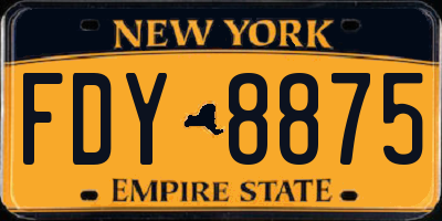 NY license plate FDY8875