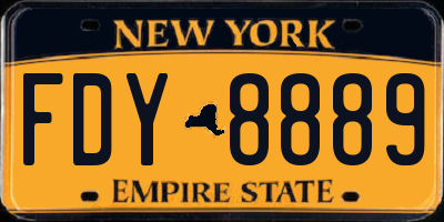 NY license plate FDY8889
