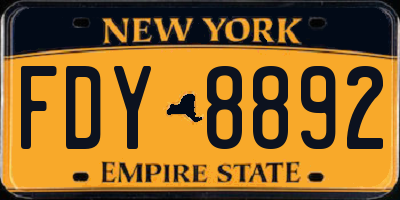 NY license plate FDY8892