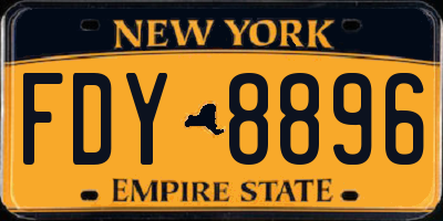 NY license plate FDY8896