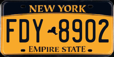 NY license plate FDY8902