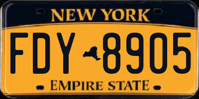 NY license plate FDY8905