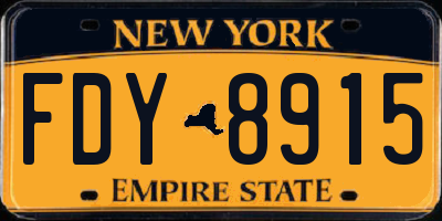 NY license plate FDY8915