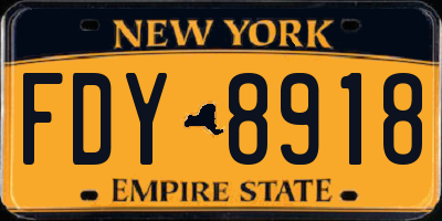 NY license plate FDY8918