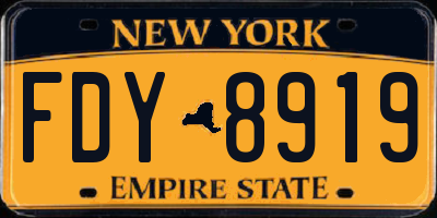 NY license plate FDY8919
