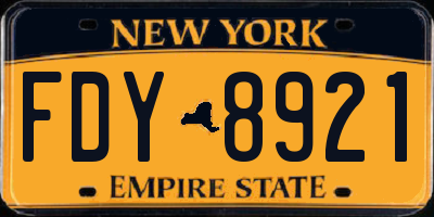 NY license plate FDY8921