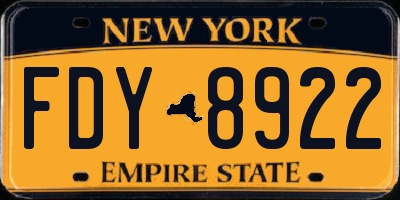 NY license plate FDY8922
