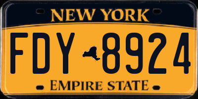 NY license plate FDY8924