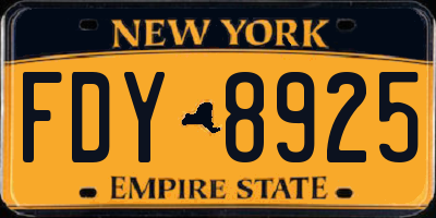 NY license plate FDY8925