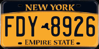 NY license plate FDY8926