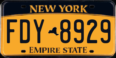 NY license plate FDY8929