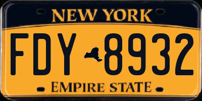 NY license plate FDY8932