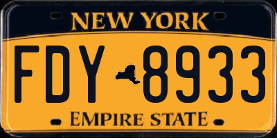 NY license plate FDY8933
