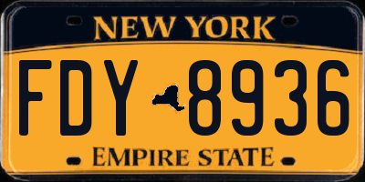 NY license plate FDY8936