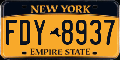 NY license plate FDY8937