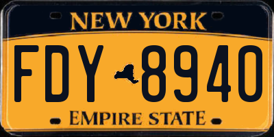 NY license plate FDY8940