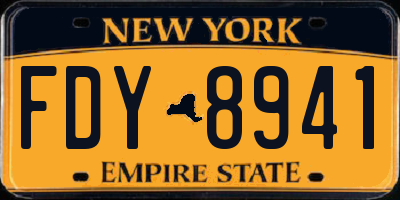 NY license plate FDY8941