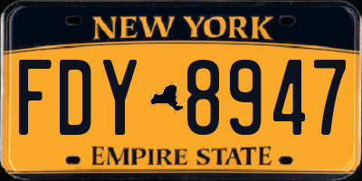 NY license plate FDY8947