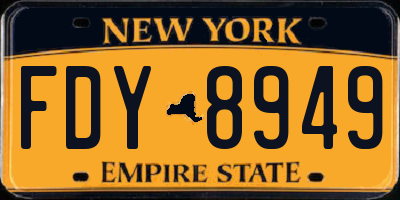 NY license plate FDY8949