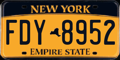 NY license plate FDY8952
