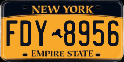 NY license plate FDY8956