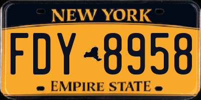 NY license plate FDY8958