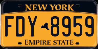 NY license plate FDY8959