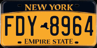 NY license plate FDY8964