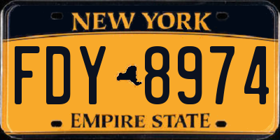 NY license plate FDY8974