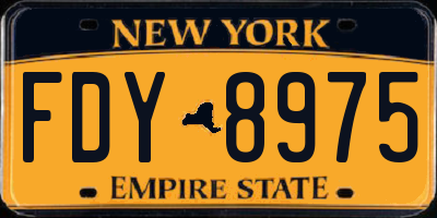 NY license plate FDY8975