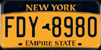 NY license plate FDY8980
