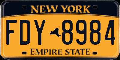 NY license plate FDY8984