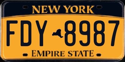 NY license plate FDY8987