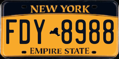 NY license plate FDY8988